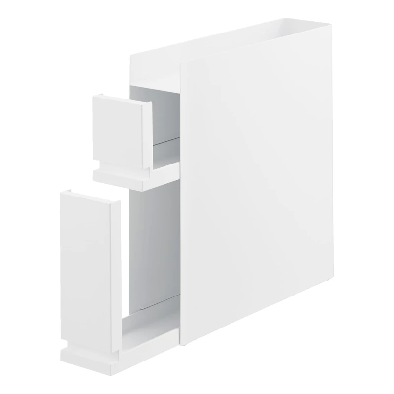 Yamazaki 4334 Tower 2-Tiered Sliding Seasoning Rack, White, Steel/Polypropylene, Minimalist, 12.5 x 50～93 x 52.5 cm