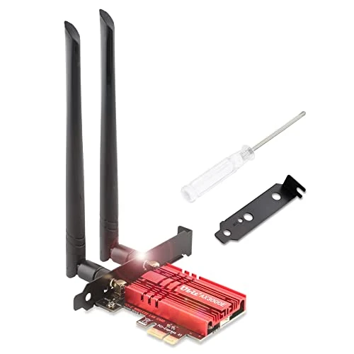 Ubit WiFi Card 3000Mbps Three-Band WiFi 6e AX3000 PCIe WiFi Card with Bluetooth 5.2, Wireless Adapter with MU-MIMO,OFDMA,Ultra-Low Latency, Supports Windows 10/11 (64bit) only (Red)