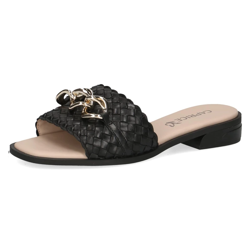 CAPRICE Women's Leather Footbed Mules, Black (Black Nappa), 7 UK