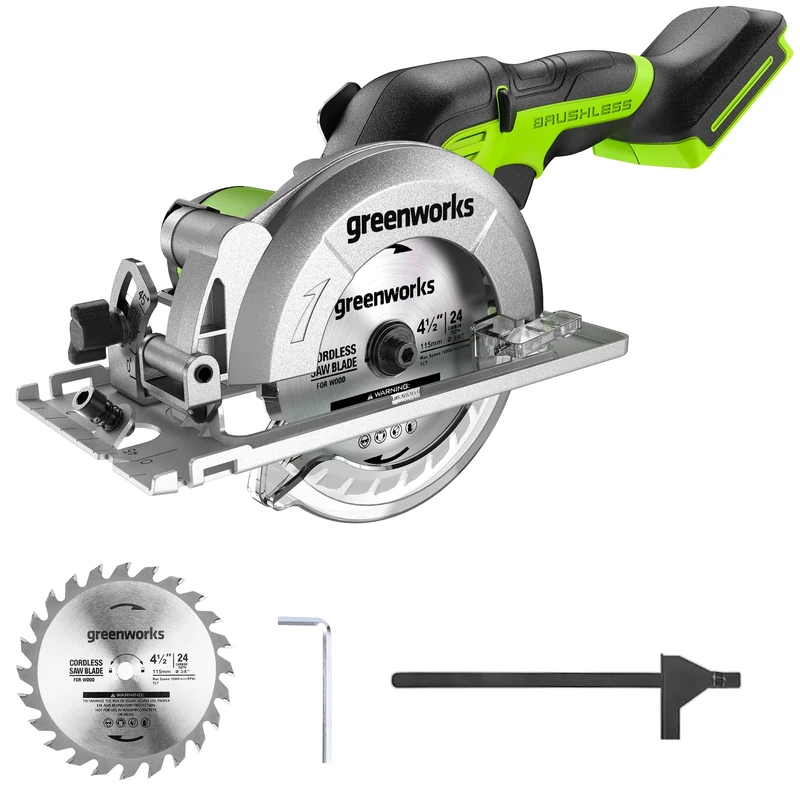 Greenworks 24V Brushless 4-1/2" Compact Circular Saw (6,500 RPM). Tool Only