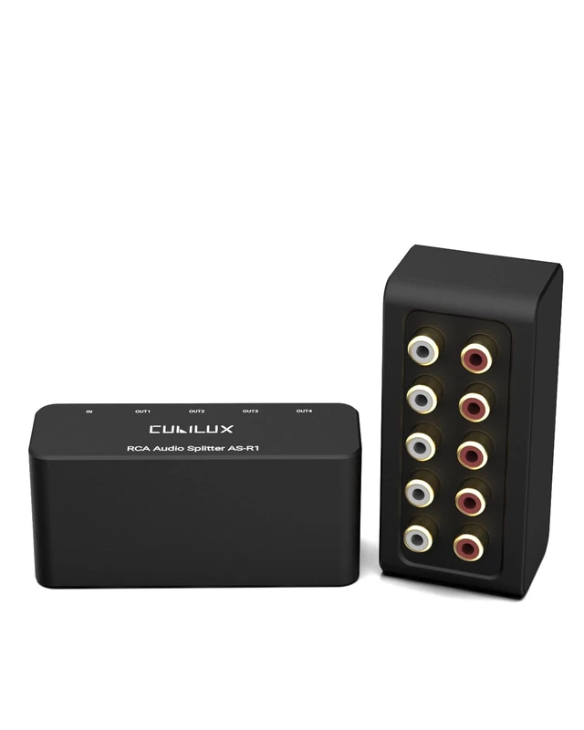 Cubilux AS-R1 4-Way Audio Splitter Box - 4-Channel Stereo RCA Splitter - Aluminum Alloy (1 in 4 Out)