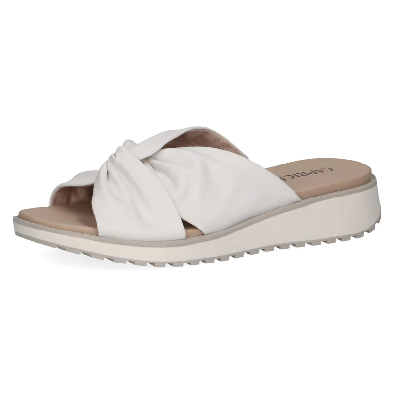 CAPRICE Women's leather mules with footbed, White (White Nappa), 6 UK