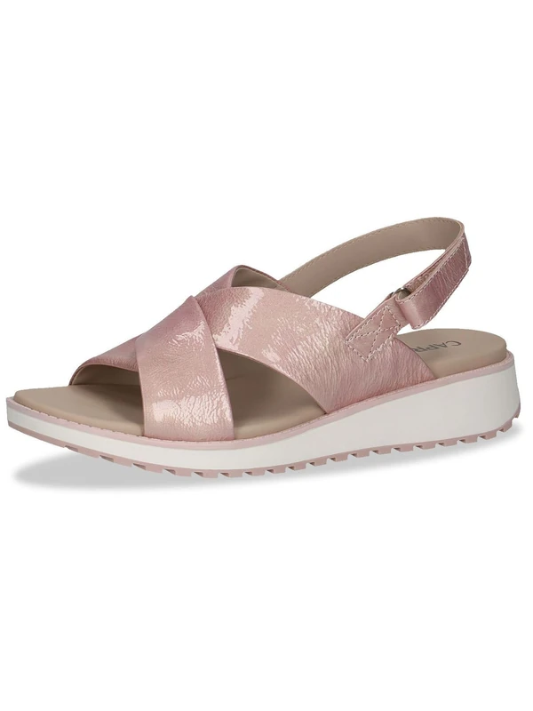 CAPRICE Women Sandals Flat Leather with Hook-and-Loop Closure, Pink (Past.Pink Napl), 6.5 UK