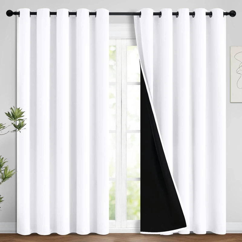 Yakamok Pure White 100% Blackout Curtains 96 Inches Long 62" Wide 2 Panel