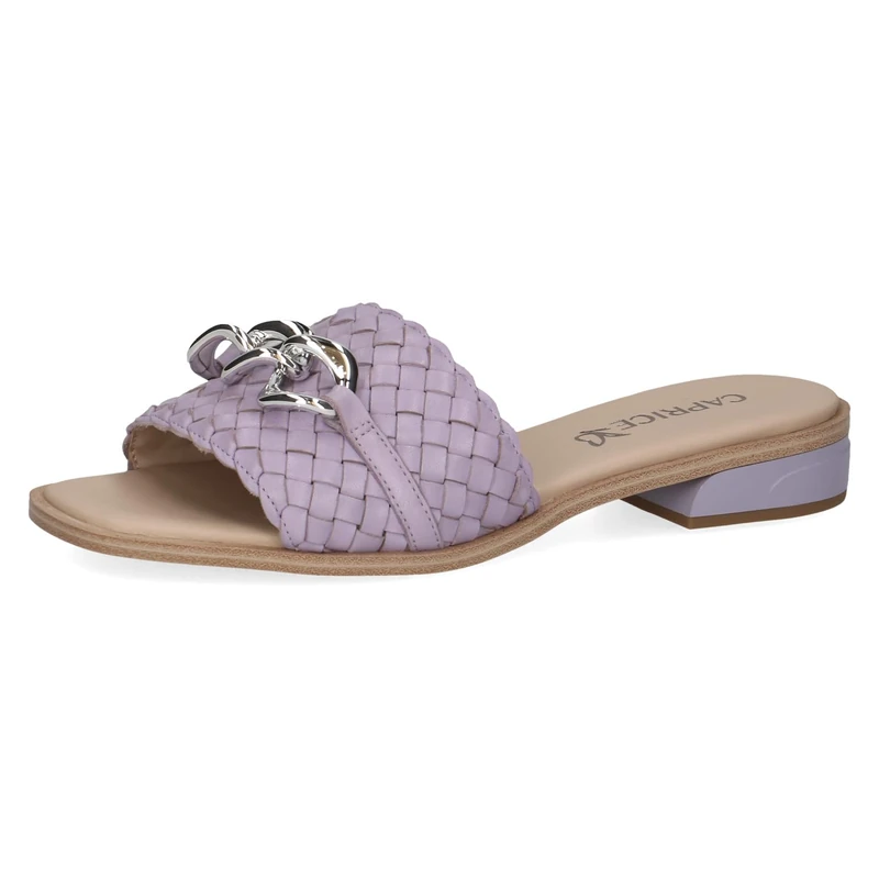 CAPRICE Women's leather mules with footbed, Purple (Lavender Nappa), 6.5 UK