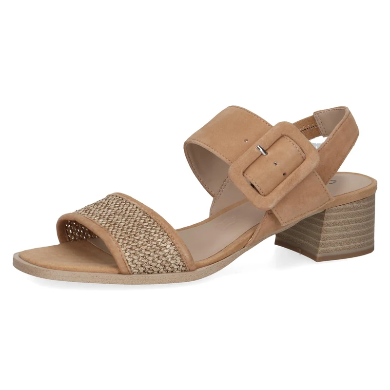 CAPRICE Women's heeled sandals with buckle with straps, Brown (Bark Comb), 6 UK