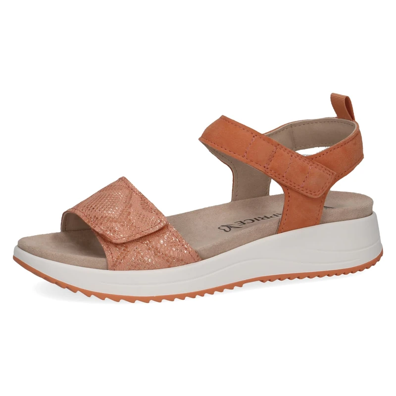 CAPRICE Women Sandals Flat Leather with Hook-and-Loop Closure, Orange (Orange Comb), 6 UK