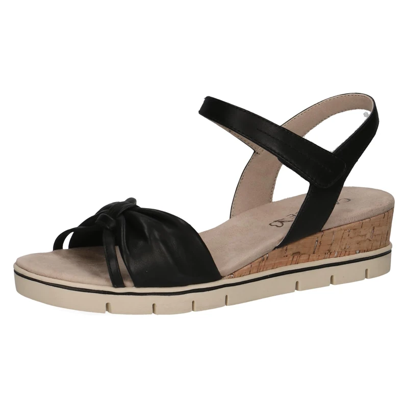 CAPRICE Women Sandals Heeled Leather with Footbed, Black (Black Nappa), 6.5 UK - Image 1