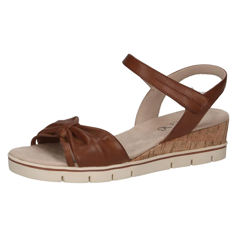 CAPRICE Women Sandals Heeled Leather with Footbed, Brown (Cognac Nappa), 4 UK - Image 1