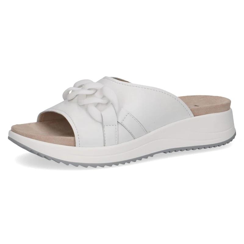 CAPRICE Women's Leather Mules Comfortable, White (White Nappa), 6 UK