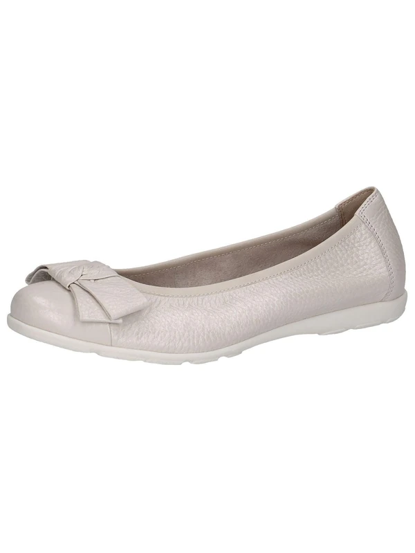 CAPRICE Women Ballet Flats Leather Bow, Cream (Pearl Perl Dee), 6 UK