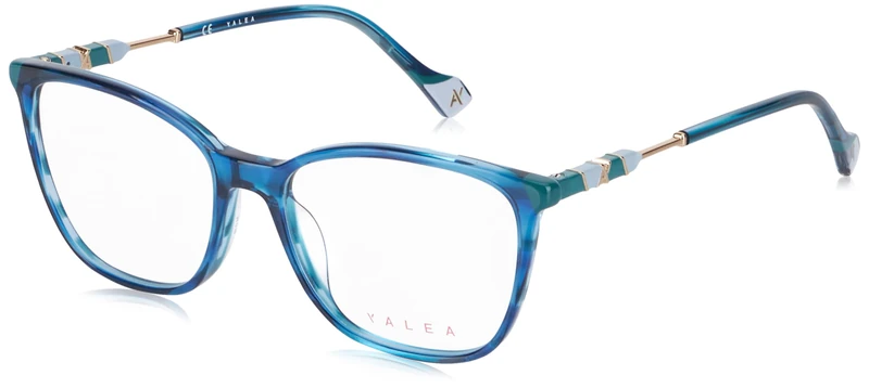 Yalea Women's Eyewear, Shiny Striped Green/Blue, 54/16/135