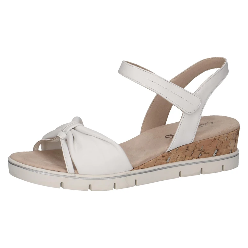 CAPRICE Women Sandals Heeled Leather with Footbed, White (White Nappa), 5 UK