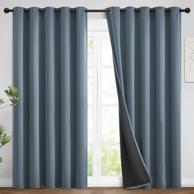 Yakamok Stone Blue 100% Blackout Curtains 84 Inches Long 62" Wide 2 Panel