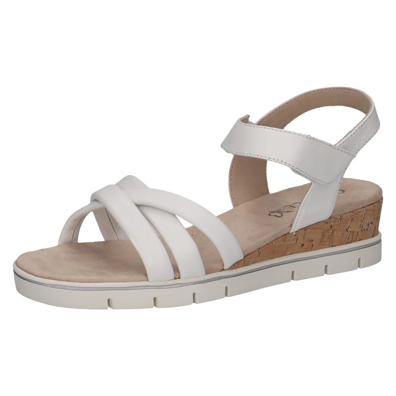 CAPRICE Women Sandals Heeled Leather with Footbed, White (White Nappa), 6.5 UK
