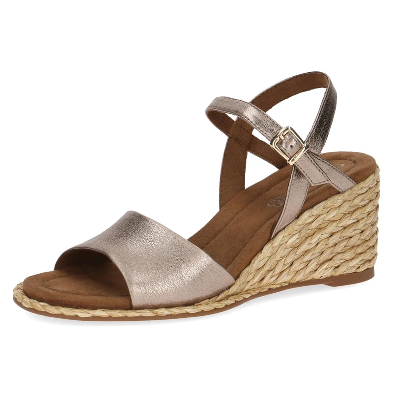 CAPRICE Women Sandals with Heel Leather Straps, Beige (Taupe Metallic), 6.5 UK