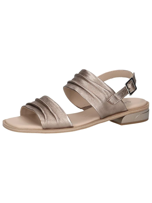 CAPRICE Women's flat leather sandals with footbed, Beige (Taupe Metallic), 5 UK