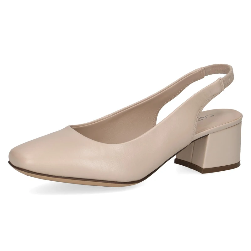 CAPRICE Women Slingback Pumps Leather Patent Finish, Beige (Beige Perlato), 6 UK