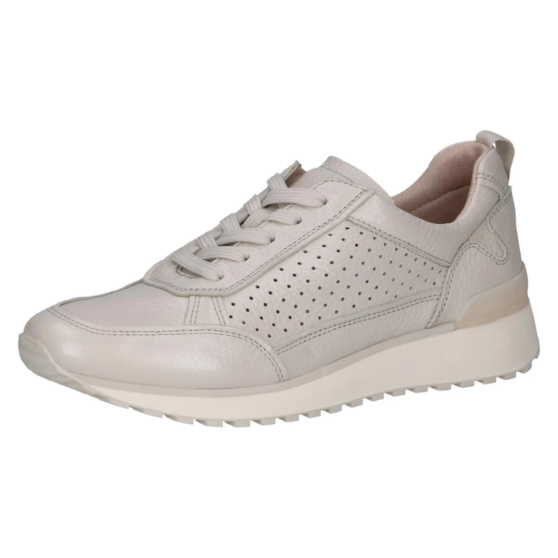 CAPRICE Women's Low-top Leather Sneakers with Laces, Cream (Pearl Perl Dee), 7.5 UK
