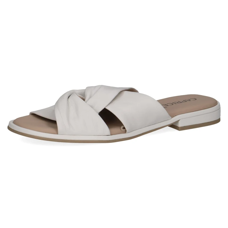 CAPRICE Women's Leather Mules Comfortable, White (White Nappa), 4 UK