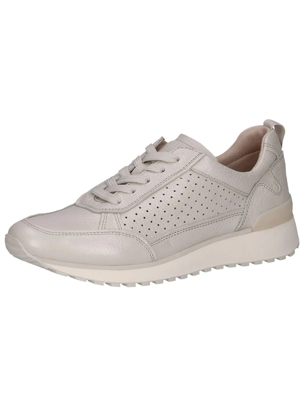 CAPRICE Women's Low-top Leather Sneakers with Laces, Cream (Pearl Perl Dee), 6 UK