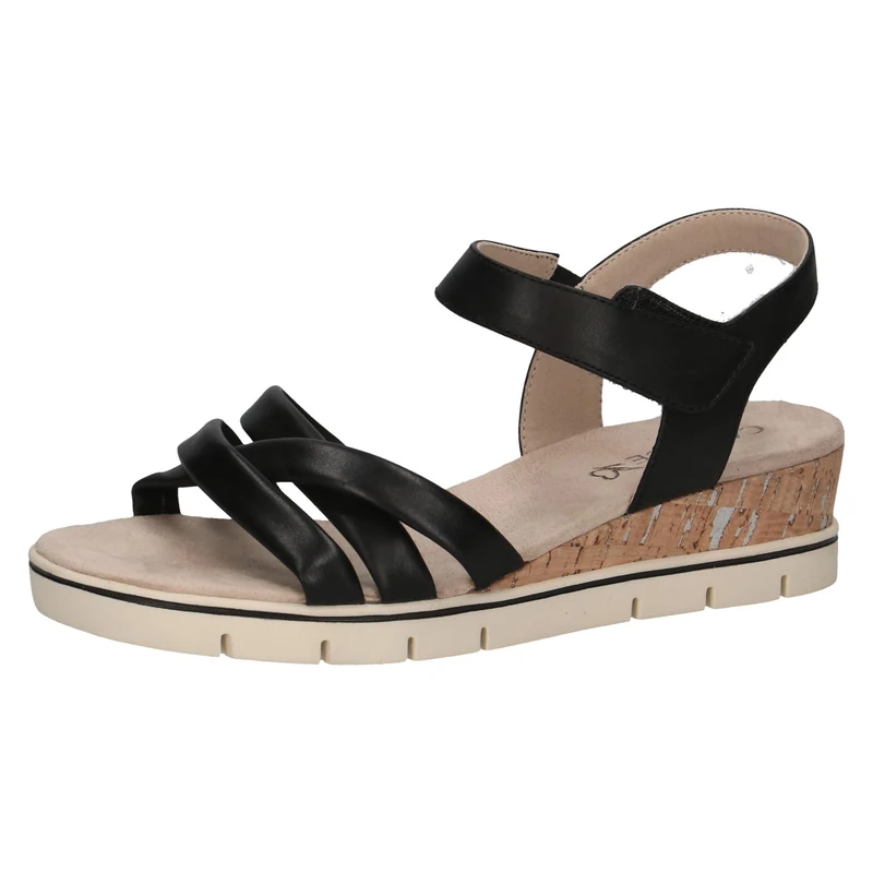 CAPRICE Women Sandals Heeled Leather with Footbed, Black (Black Nappa), 6 UK