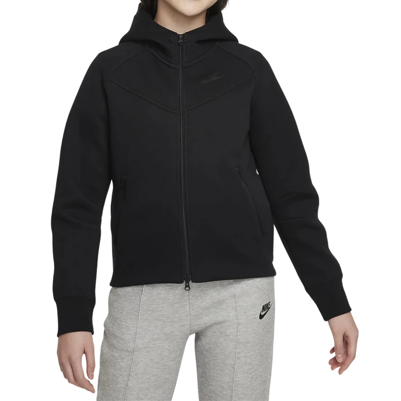 Nike Girl's Tech Full Zip Jacket, Black/Black/Black, 13-15 Years