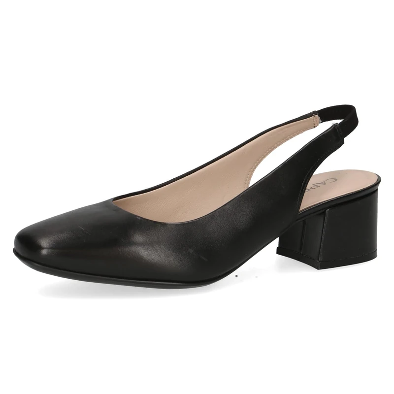 CAPRICE Women Slingback Pumps Leather Patent Finish, Black (Black Nappa), 3.5 UK