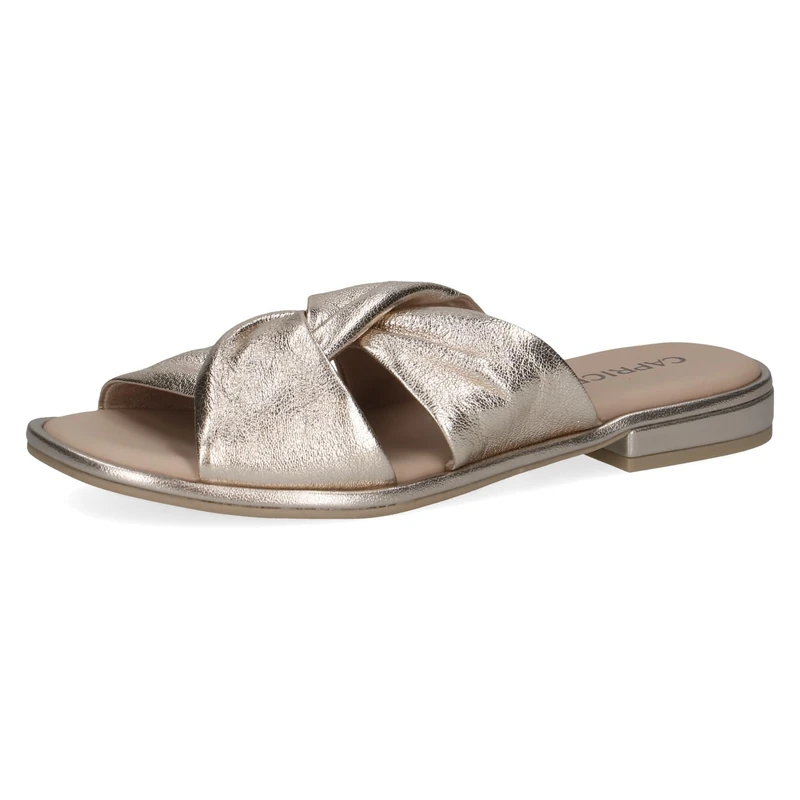 CAPRICE Women's Leather Mules Comfortable, Metallic (Platin Metal.), 6.5 UK - Image 1