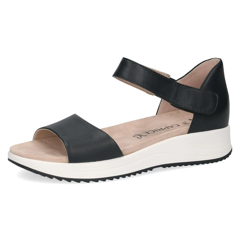 CAPRICE Women Sandals Flat Leather Comfortable, Blue (Ocean Nappa), 6.5 UK