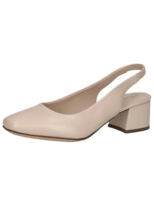 CAPRICE Women Slingback Pumps Leather Patent Finish, Beige (Beige Perlato), 7.5 UK