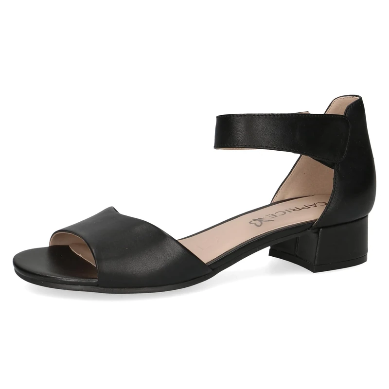 CAPRICE Women Sandals with Heel Leather Straps, Black (Black Nappa), 4.5 UK