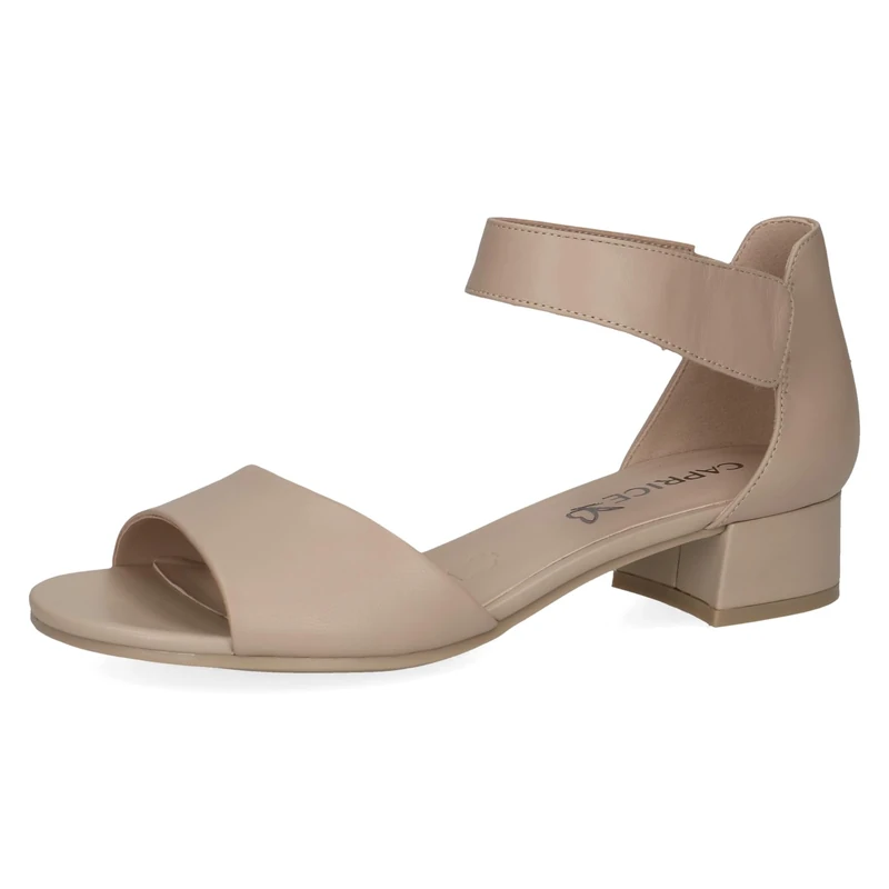 CAPRICE Women Sandals with Heel Leather Straps, Beige (Beige Nappa), 5.5 UK