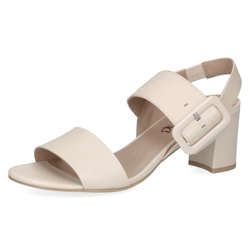 CAPRICE Women Sandals Heeled Leather with Footbed, Cream (Cream Perlato), 5.5 UK