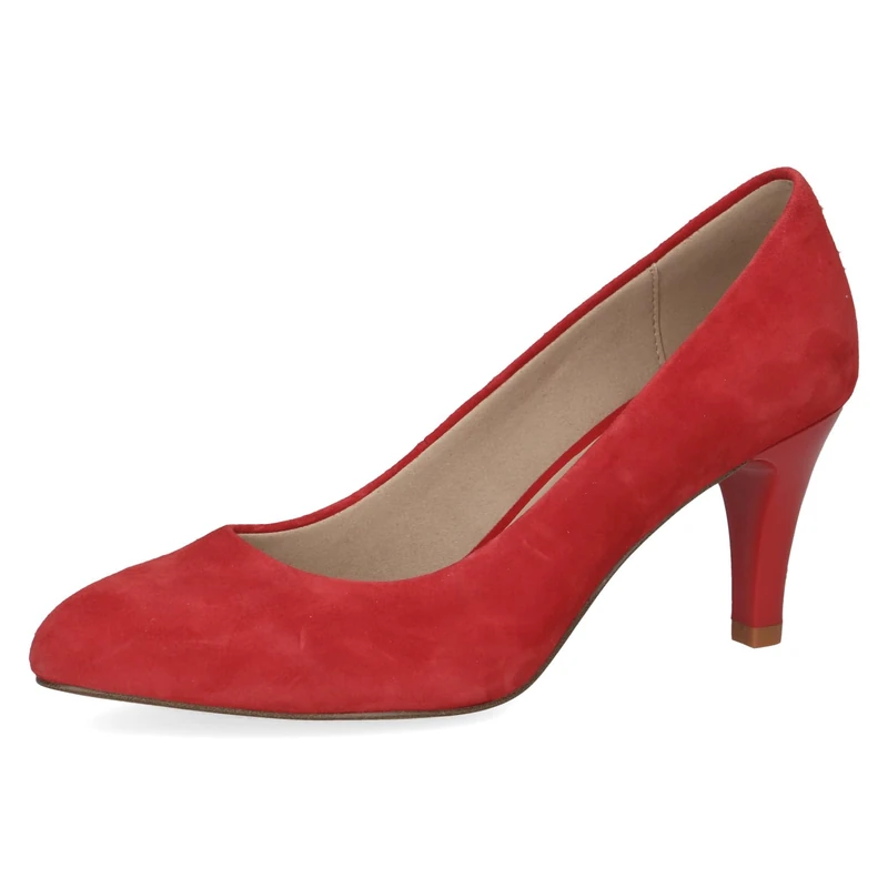 CAPRICE Women Pumps Leather with Cone Heel, Red (Red Suede), 7 UK