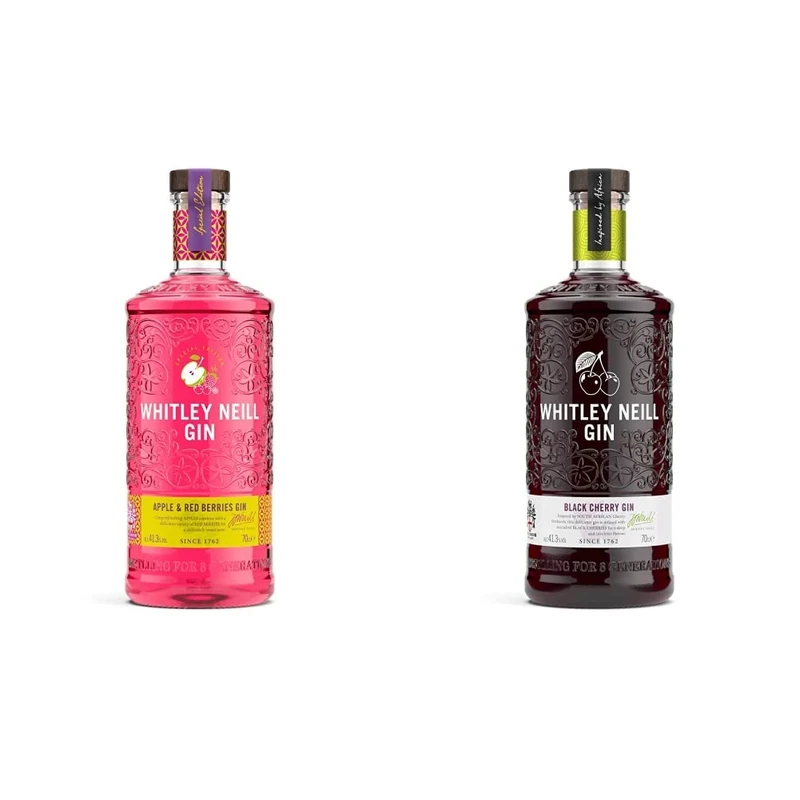 Whitley Neill Apple & Red Berries Gin 70cl & Black Cherry Gin 70cl