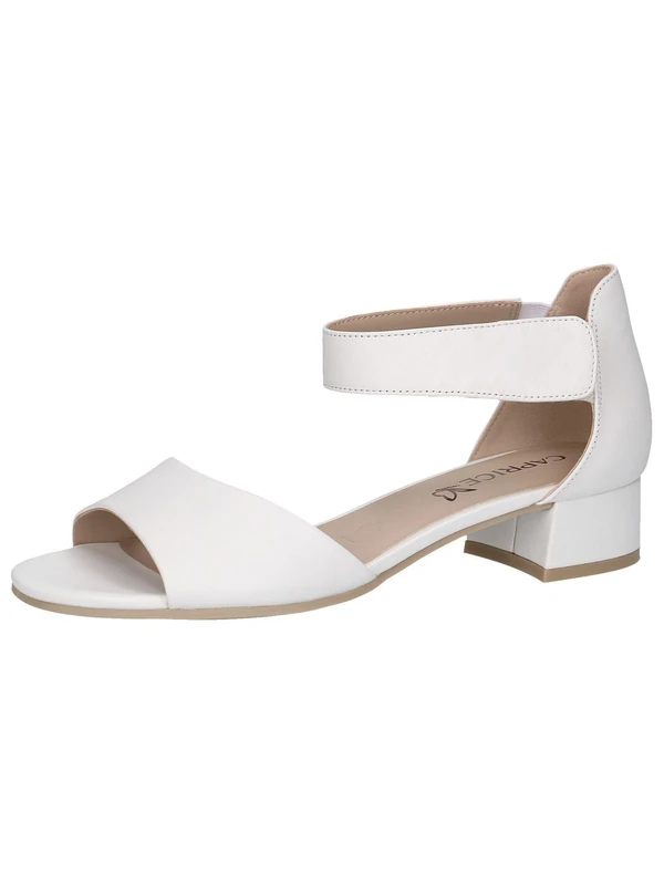 CAPRICE Women Sandals with Heel Leather Straps, White (White Nappa), 7.5 UK