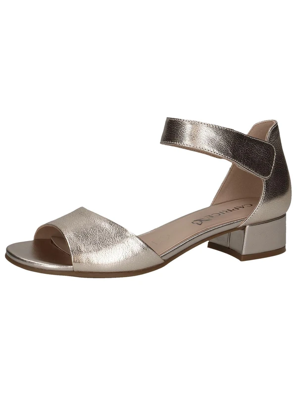 CAPRICE Women Sandals with Heel Leather Straps, Metallic (Platin Metal.), 5 UK