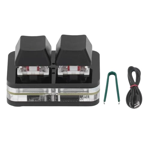 LiebeWH 2 Key Mechanical Keyboard ABS Programmable One Handed Gaming Keyboard with USB Cable for Macros Rhythm Games (Black)