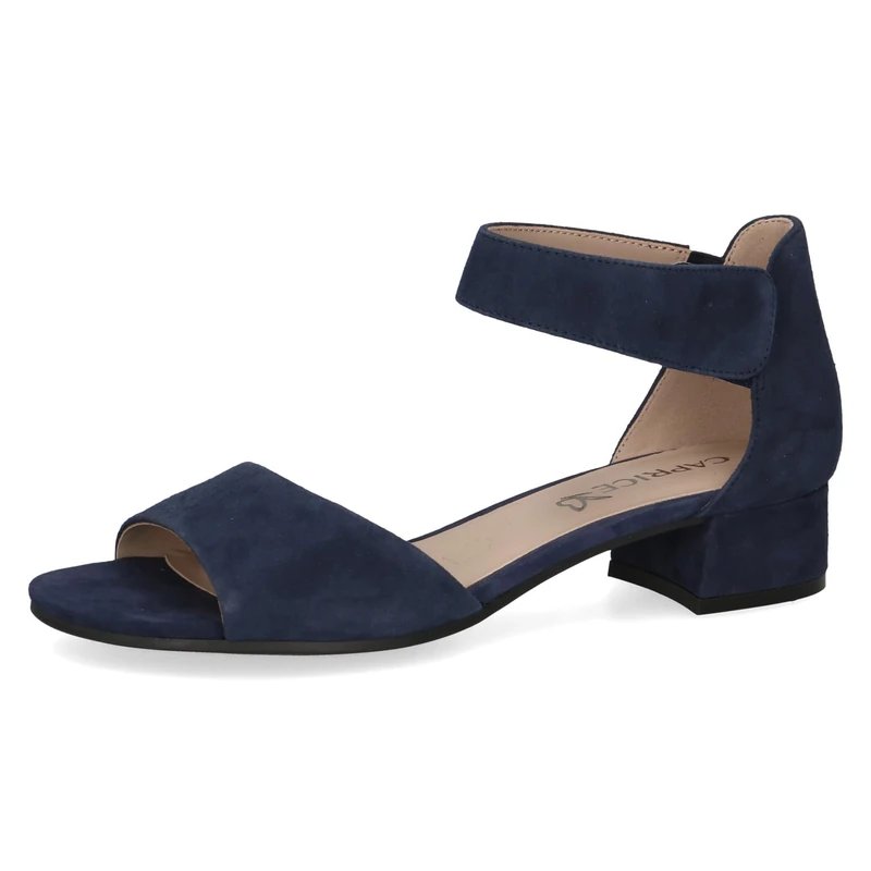 CAPRICE Women Sandals with Heel Leather Straps, Blue (Ocean Suede), 4.5 UK