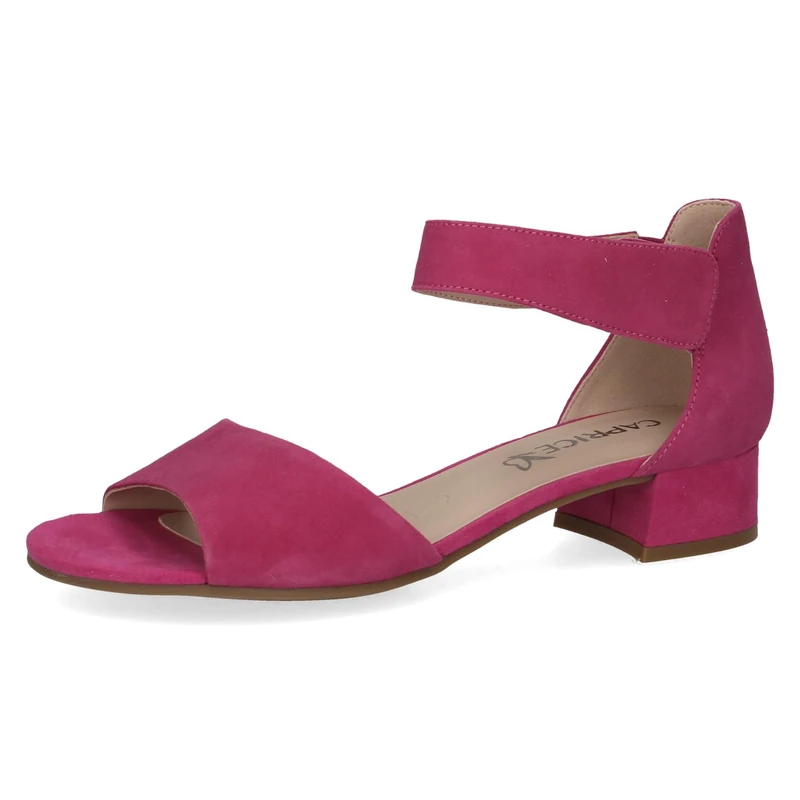 CAPRICE Women Sandals with Heel Leather Straps, Purple (Fuchsia Suede), 4.5 UK