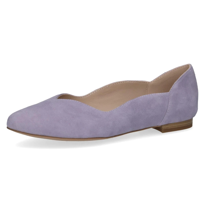 CAPRICE Women Ballet Flats Leather Elegant, Purple (Lavender Suede), 5 UK