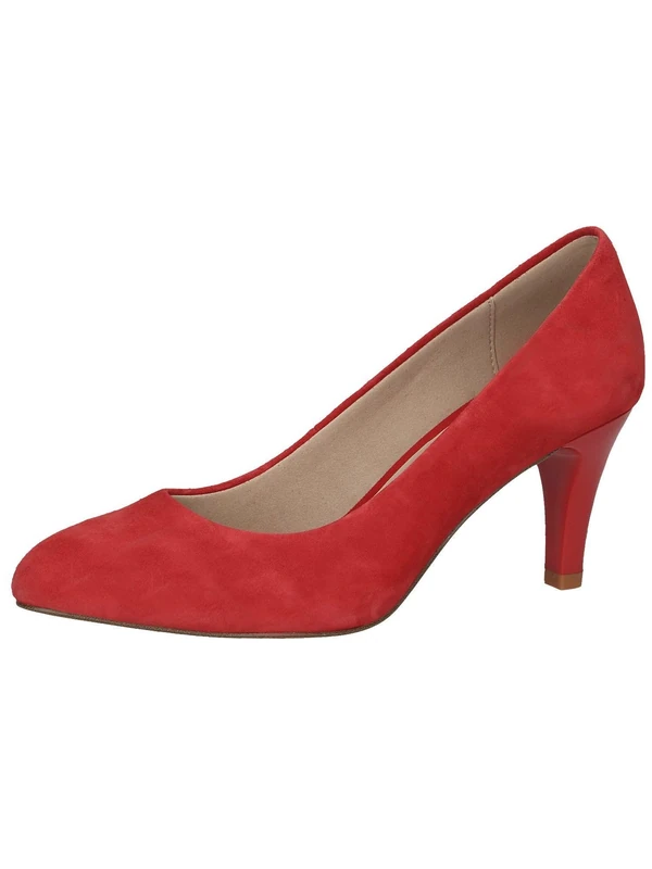 CAPRICE Women Pumps Leather with Cone Heel, Red (Red Suede), 5 UK