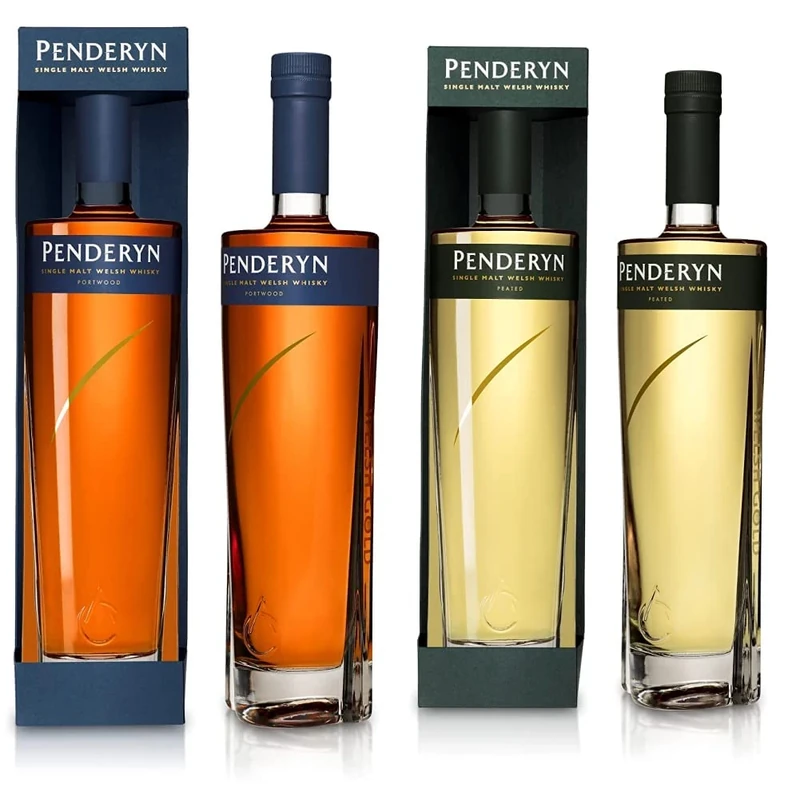Penderyn Port Wood Finish, Welsh Single Malt Whisky 46% - 700ml & Peat Edition Welsh Whisky, 70 cl 00670A
