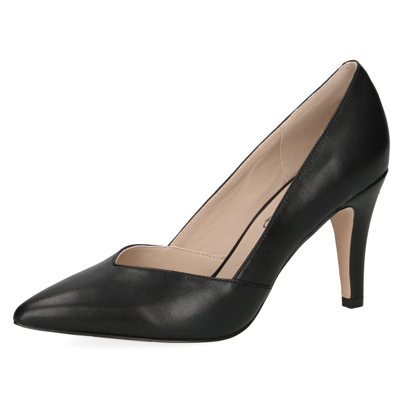 CAPRICE Women Pumps Leather with Cone Heel, Black (Black Nappa), 6 UK