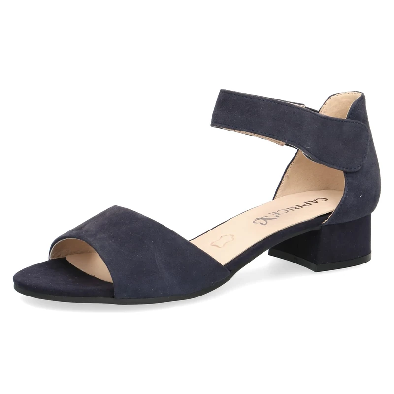 CAPRICE Women Sandals with Heel Leather Straps, Blue (Ocean Suede), 8 UK