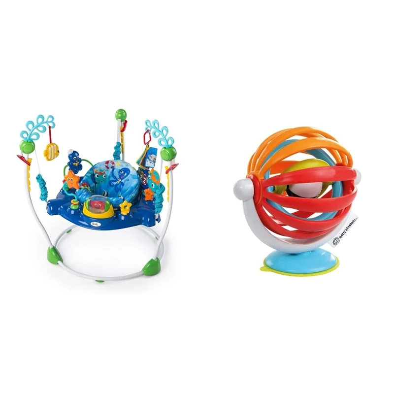 Baby Einstein, Neptune's Ocean Discovery Baby Activity Jumper & Bouncer, Play Centre with Removable Toys & Sticky Spinner Booster & High Chair Activity Toy, Rattle, Sensory Play