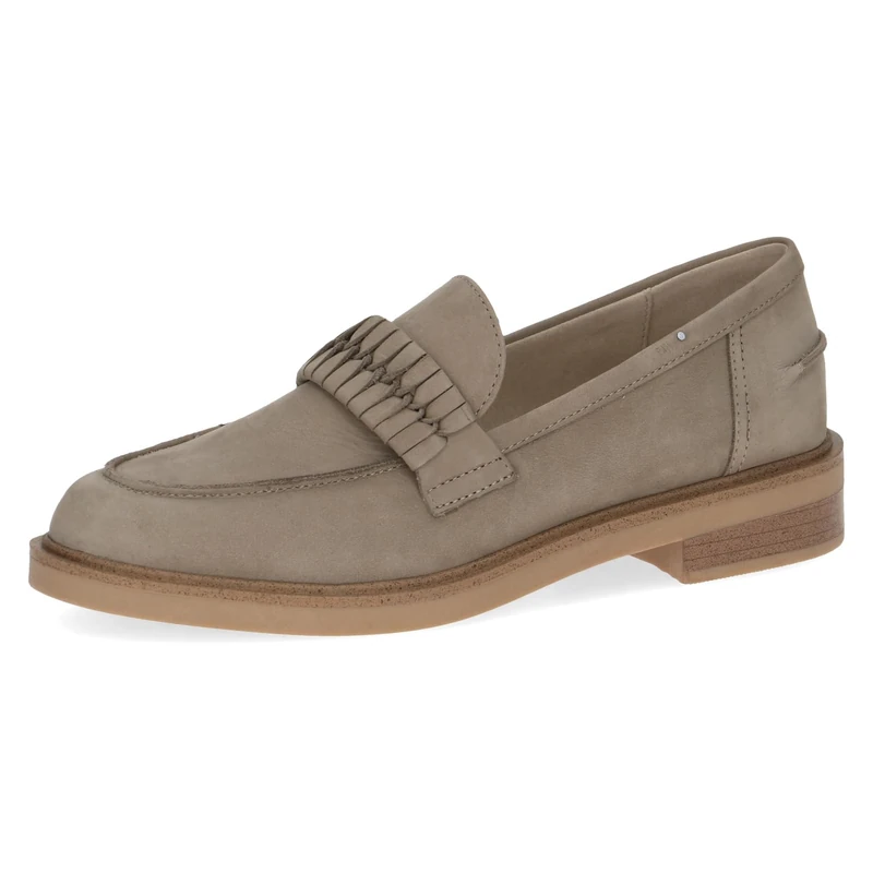 CAPRICE Women's Leather Loafers with Block Heel, Beige (Beige Nubuc), 6 UK