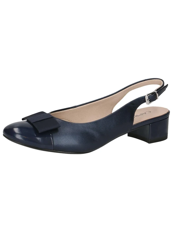 CAPRICE Women Slingback Pumps Bow Elegant, Blue (Navy Comb), 4 UK