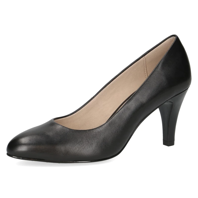 CAPRICE Women Pumps Leather with Cone Heel, Black (Black Nappa), 5.5 UK